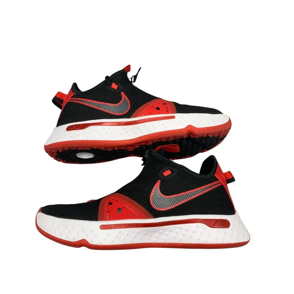 Nike Air PG 4 Basketball Shoes Size 5.5 Zip Up Lace Black Red CD5079 Paul George